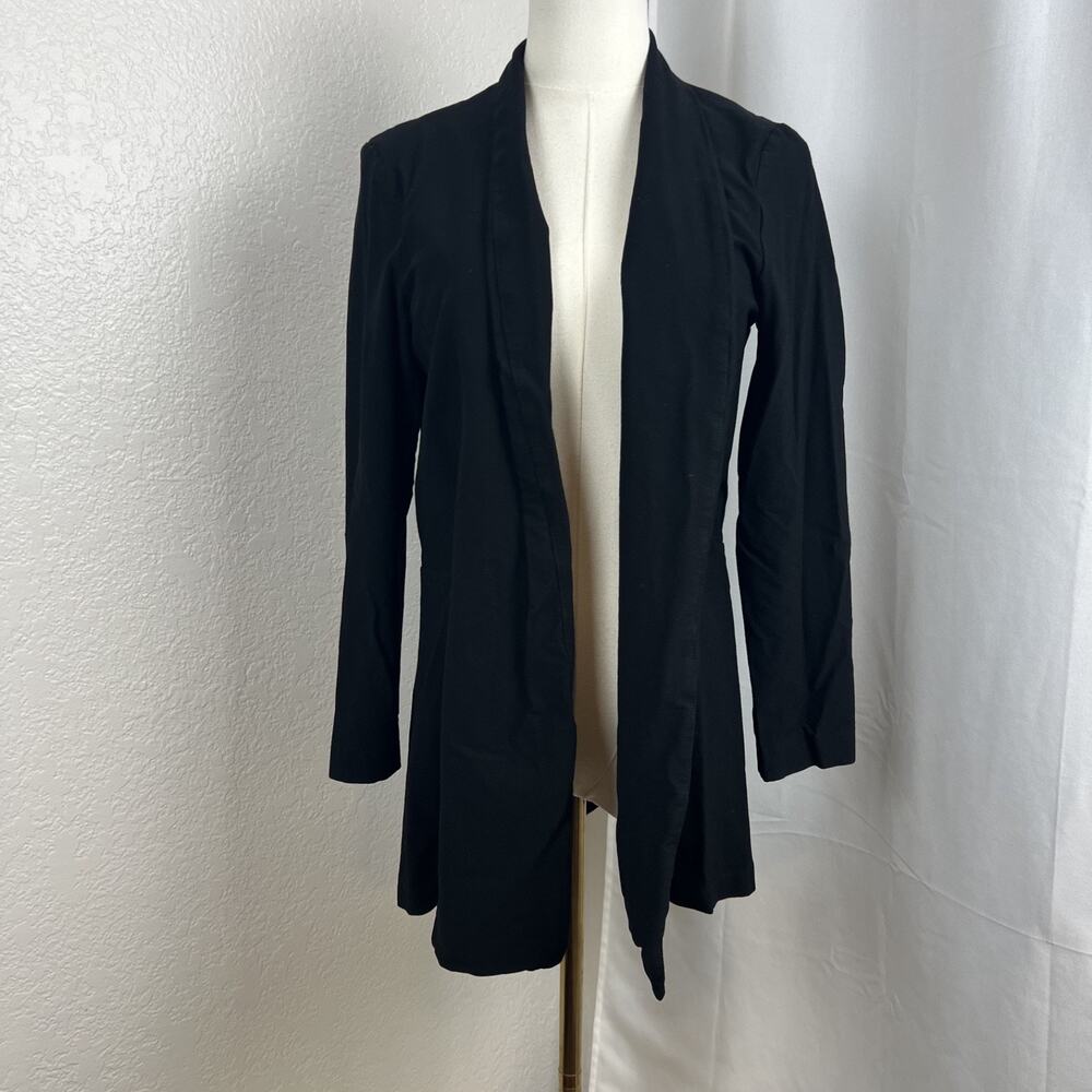 Eileen Fisher Cardigan Womens Small Black Open Front Stretch Capsule‎ Preppy